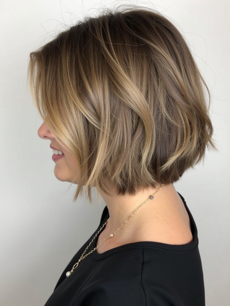 Angled Bob Haircut with Highlights