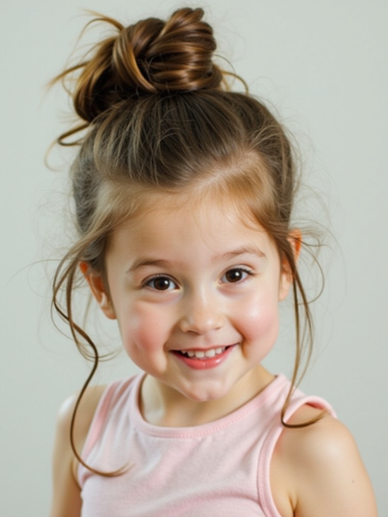 Hair Styles Kids: Messy Bun with Face-Framing Pieces