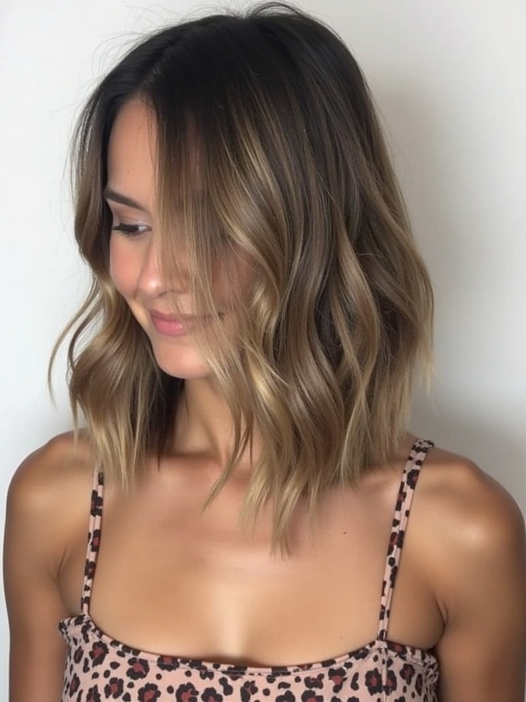 Deep Side Part Collarbone Length Hair