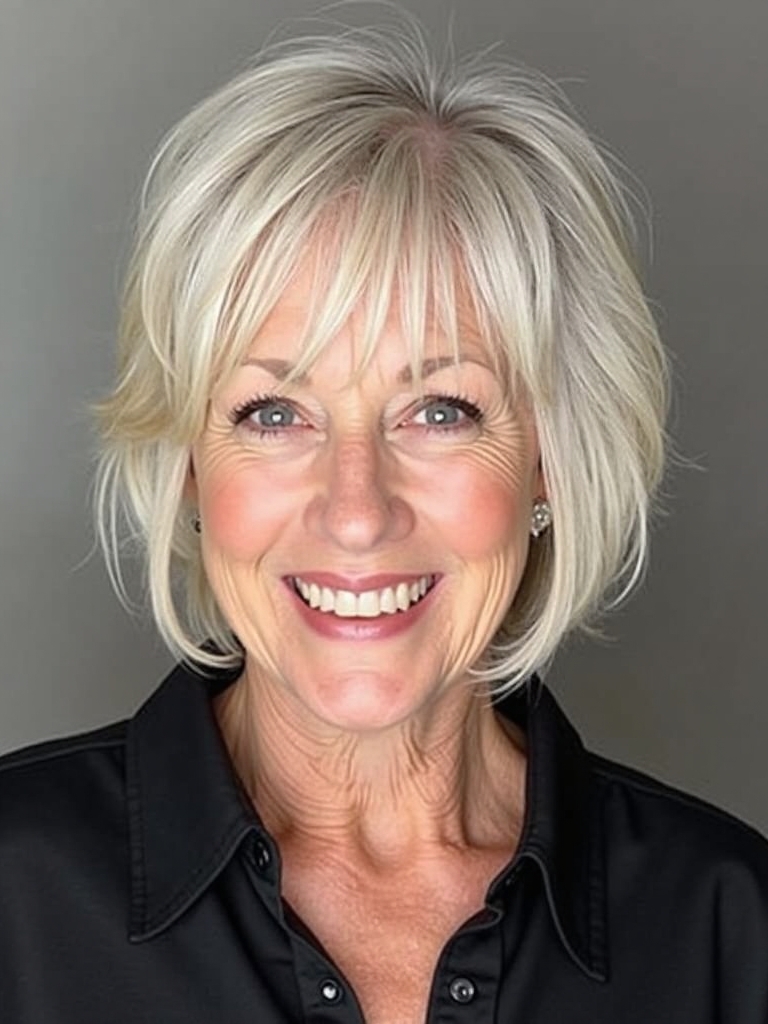 Hairstyles For Thin Fine Hair Over 60: Layered Shoulder-Length Cut