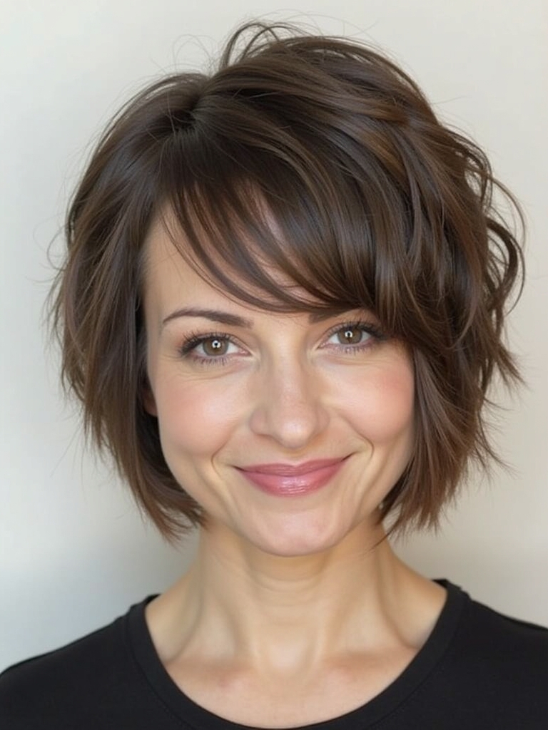 Angled Bob Haircut with Textured Ends