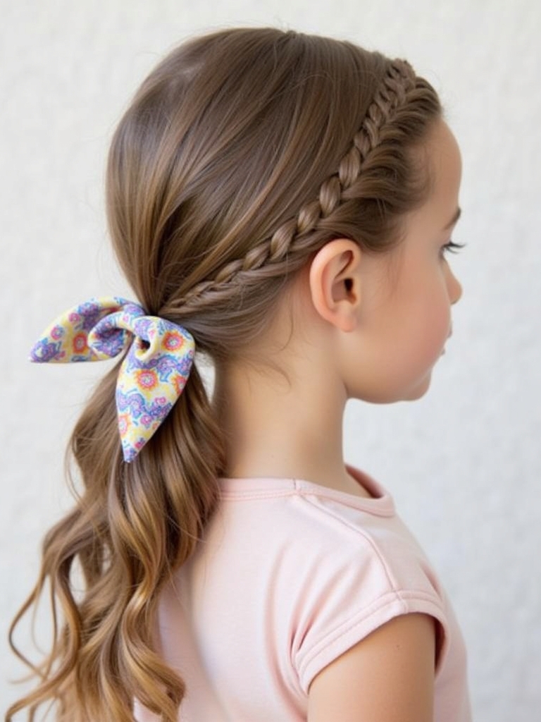 Hair Styles Kids: Side Ponytail with a Scarf