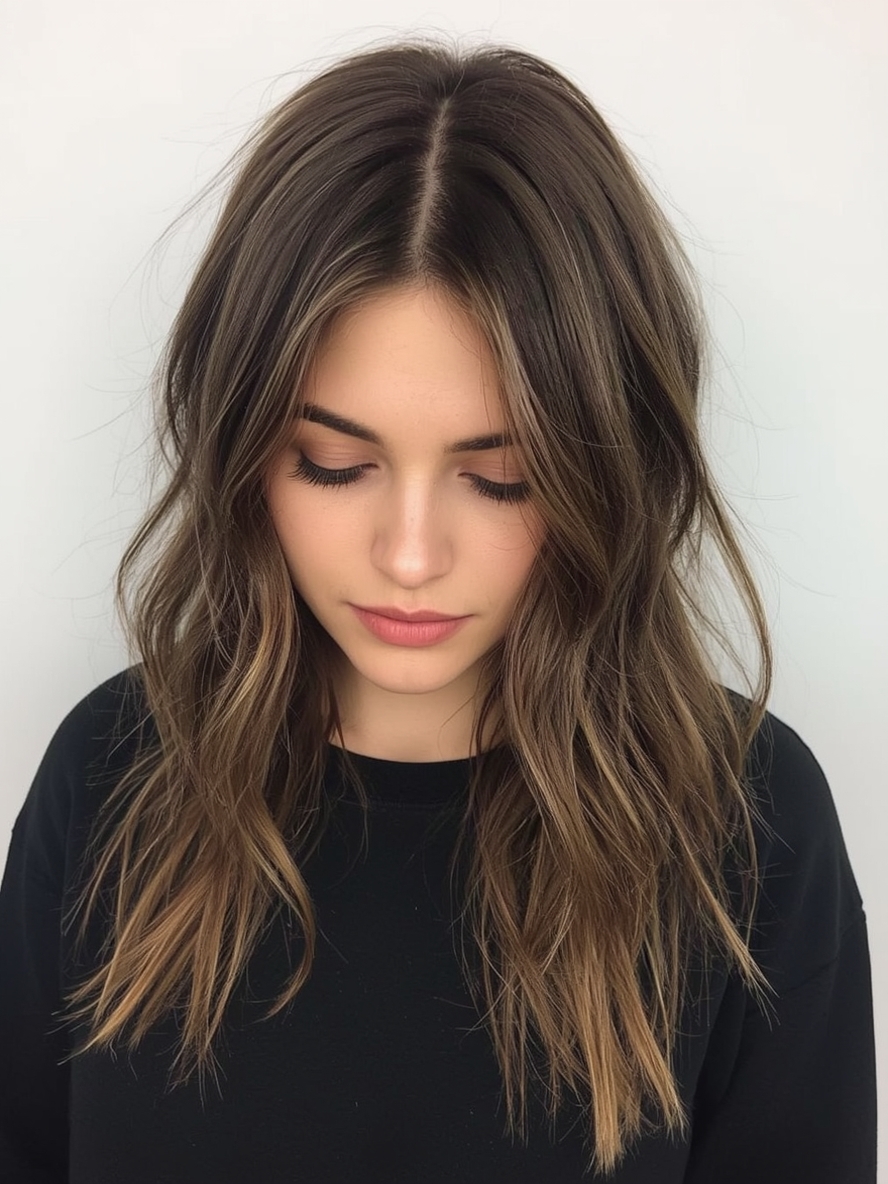 Caramel Highlights on Brown Hair: Face-Framing Foilage