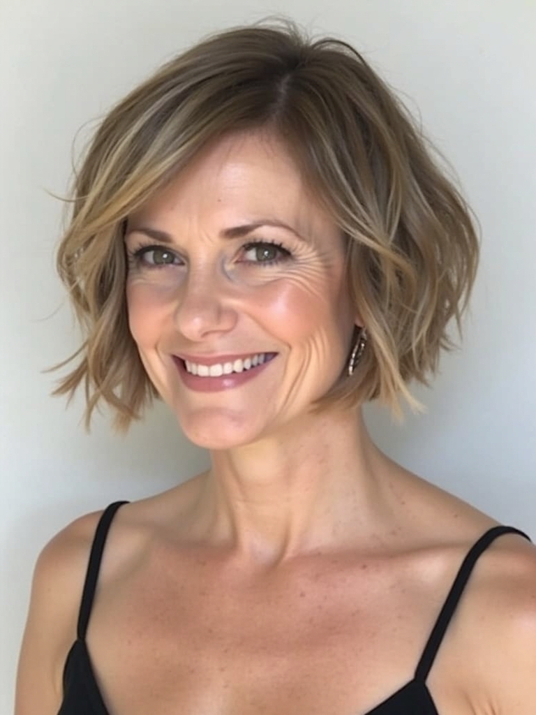 Hairstyle For Thin Fine Hair Over 50: Rounded Bob