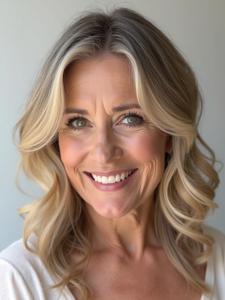 Hairstyles For Thin Fine Hair Over 60: Soft Waves with a Middle Part