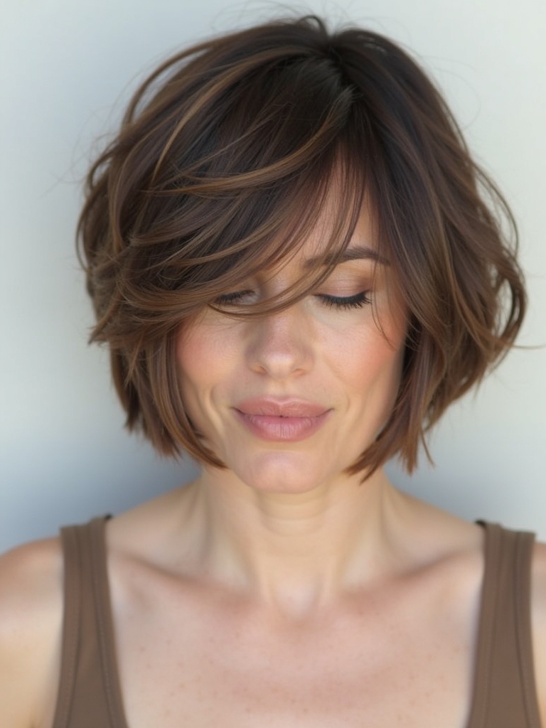 Angled Bob Haircut with Asymmetrical Lengths