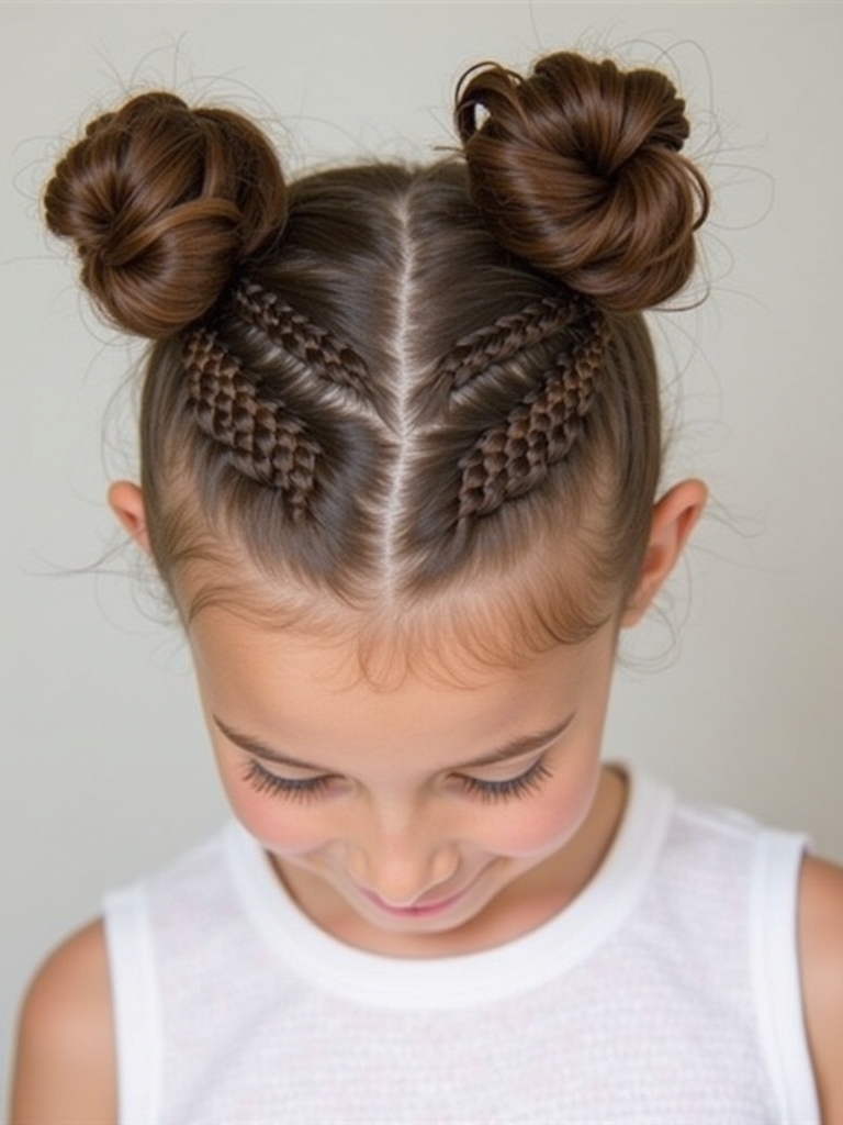 Hair Styles Kids: Two Braided Buns