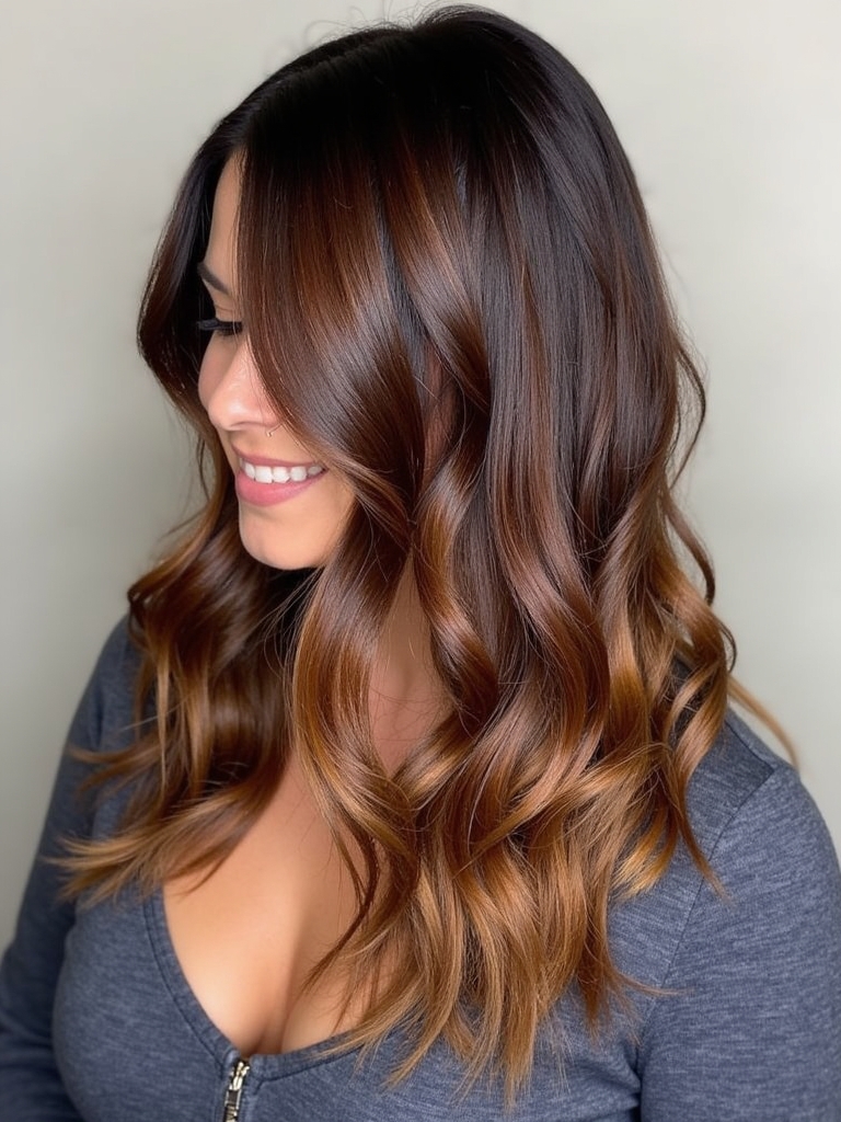 Caramel Highlights on Brown Hair: Two-Toned Twist