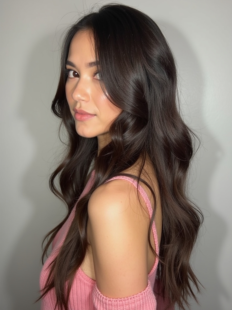 Center Part Collarbone Length Hair