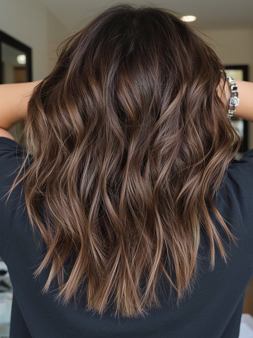 Brunette Summer Hair 2025: Brunette with Hidden Rainbow Highlights