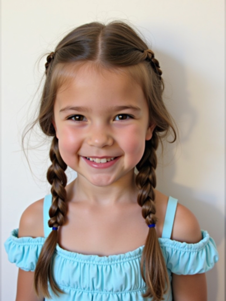 Hair Styles Kids: Low Pigtail Braids