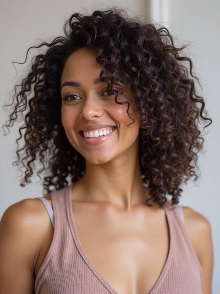 Curly Collarbone Length Hair