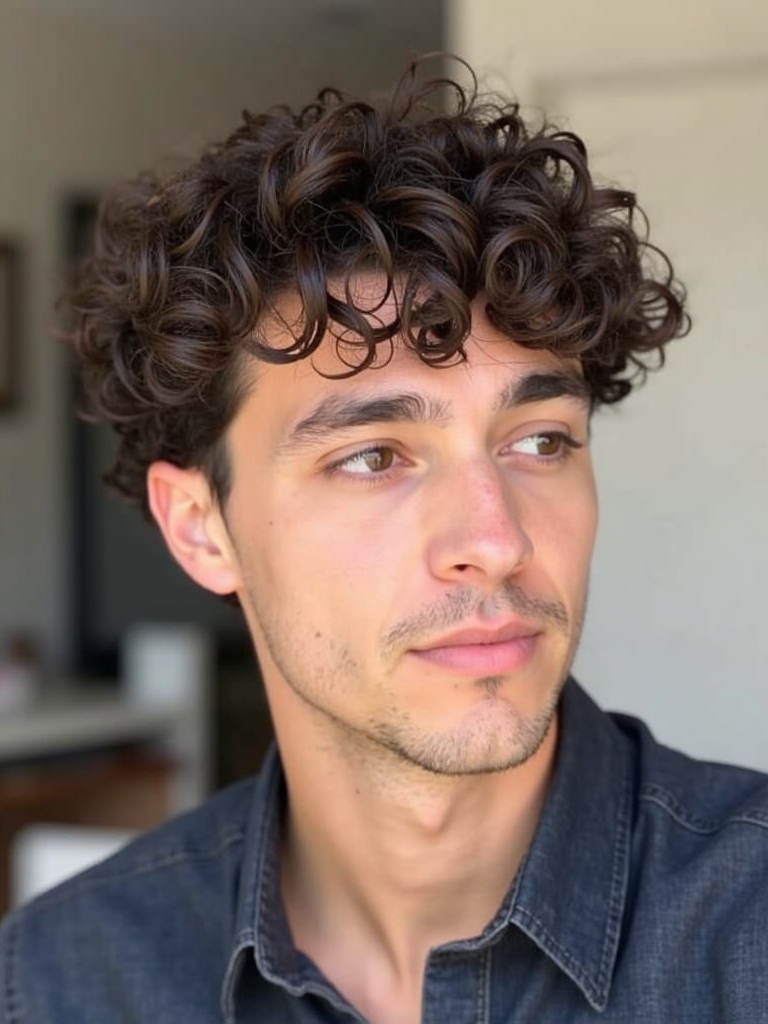 Curly Hairstyles for Guys: The Curly Fringe