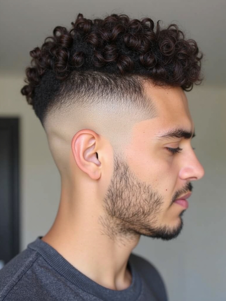 Hairstyles For Men Curly Hair: The Fade with Defined Curls