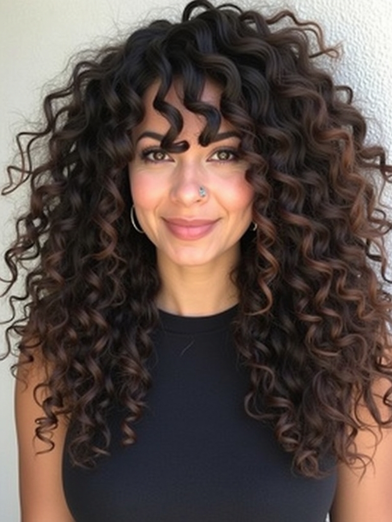 Face Framing Curtain Bangs: Voluminous Curls