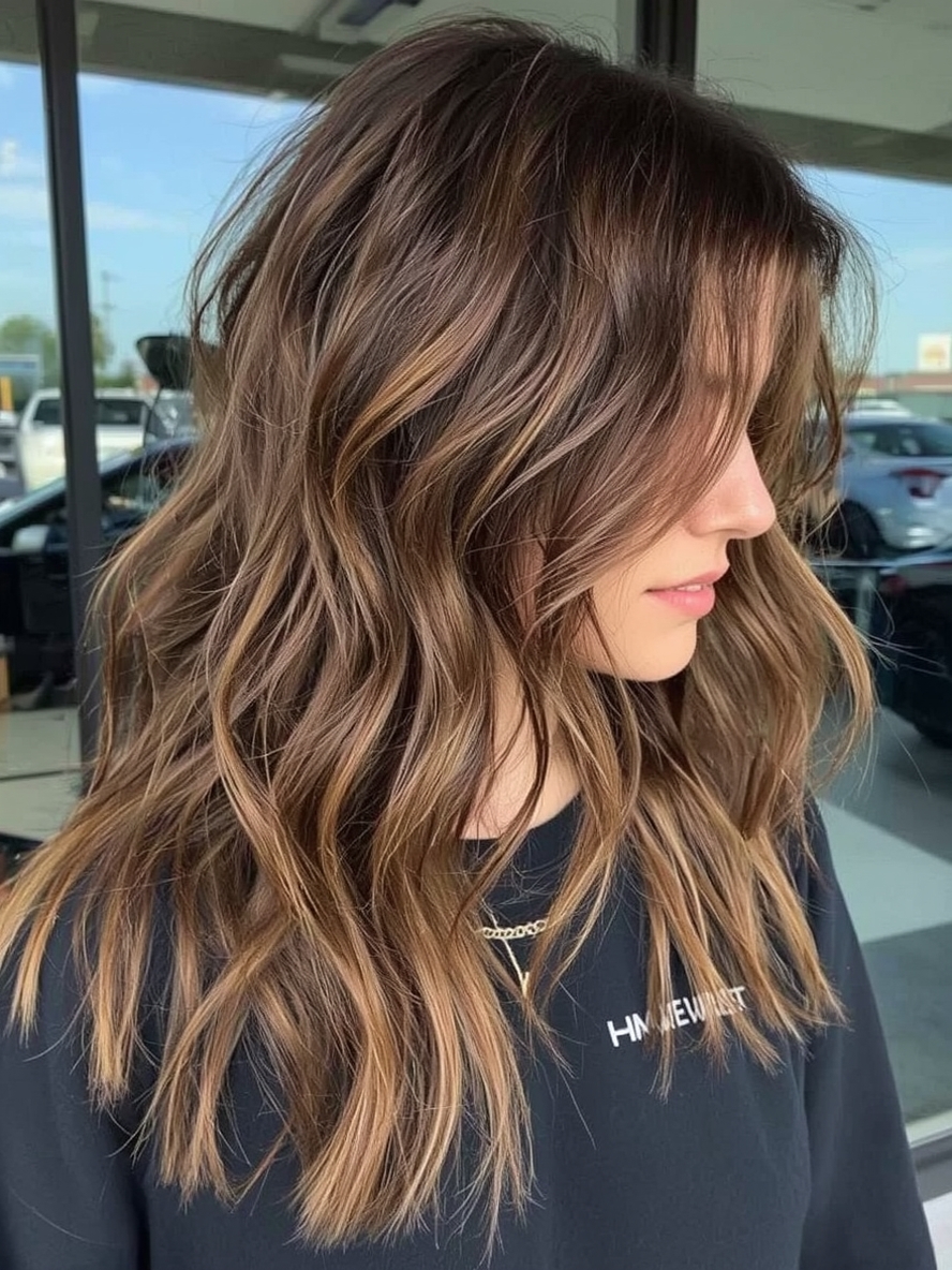 Caramel Highlights on Brown Hair: Layered Luminosity