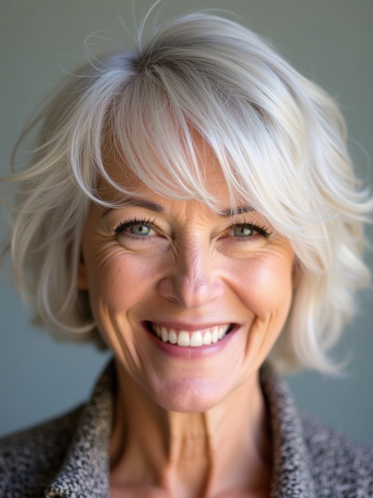 Hairstyles For Thin Fine Hair Over 60: Tousled Texture with a Center Part
