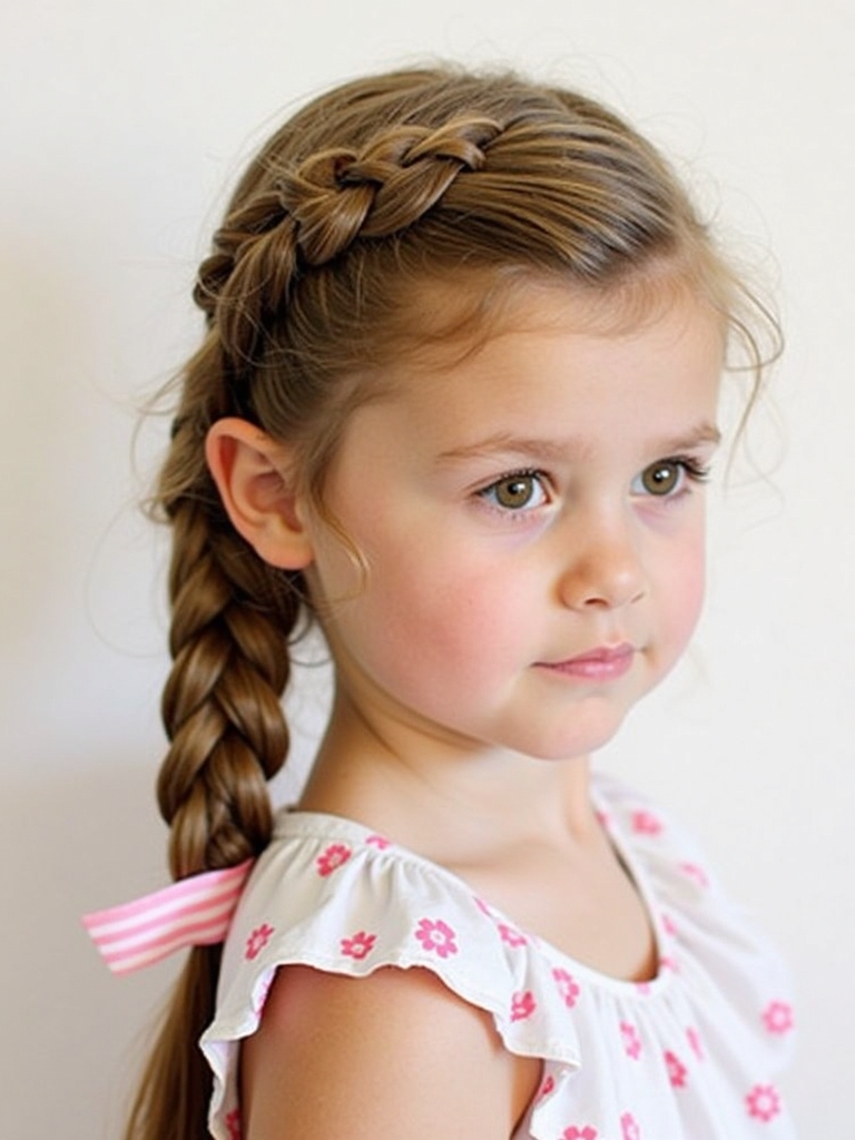 Hair Styles Kids: Side Braid with Ribbon