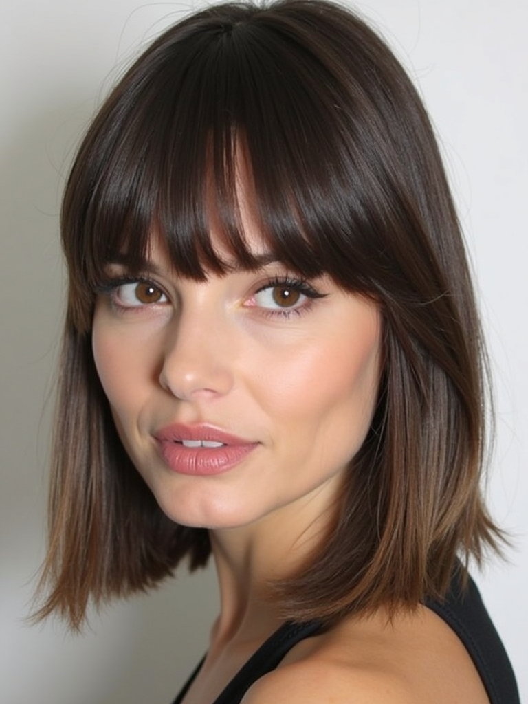 Face Framing Curtain Bangs: Straight and Sleek