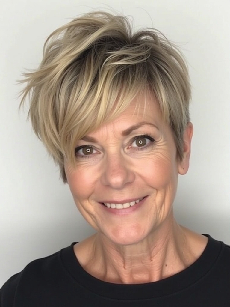 Hairstyles For Thin Hair Fine Over 50: Uneven Pixie Cut
