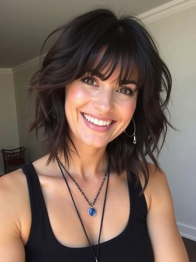 Shaggy Collarbone Length with Bangs