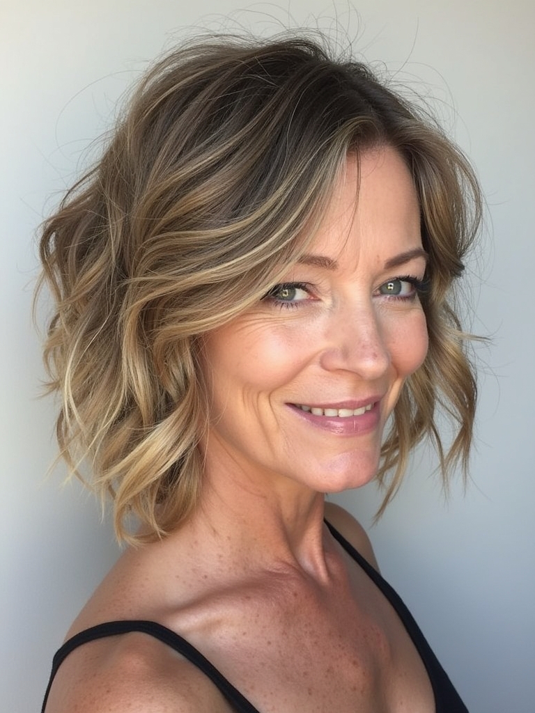 Hairstyles For Thin Hair Fine Over 50: Tousled Bob