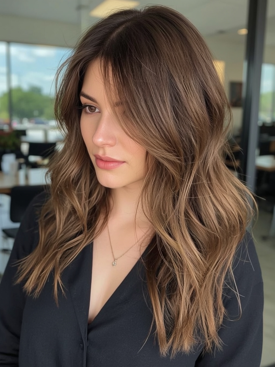 Caramel Highlights on Brown Hair: Sliced Sophistication