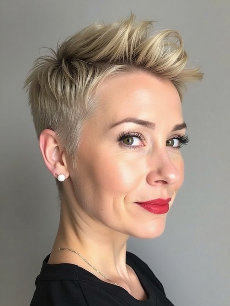 Hairstyle For Thin Fine Hair Over 50: Buzz Cut