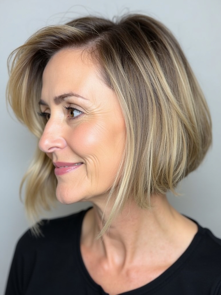Hairstyles For Thin Fine Hair Over 60: Inverted Bob