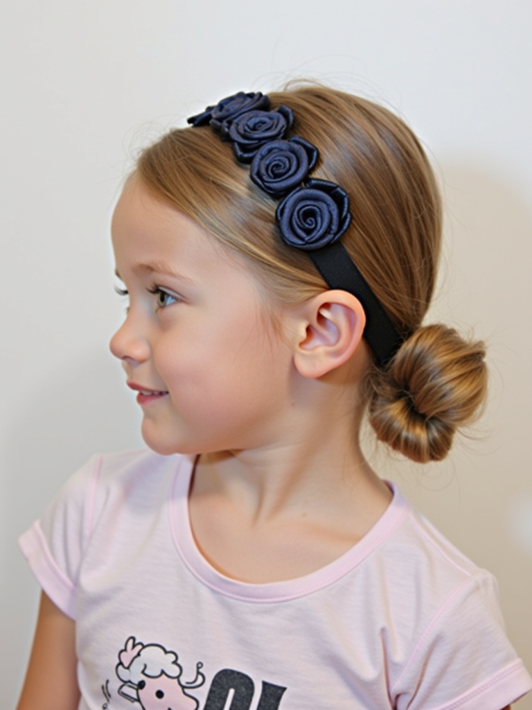 Hair Styles Kids: Low Bun with a Headband