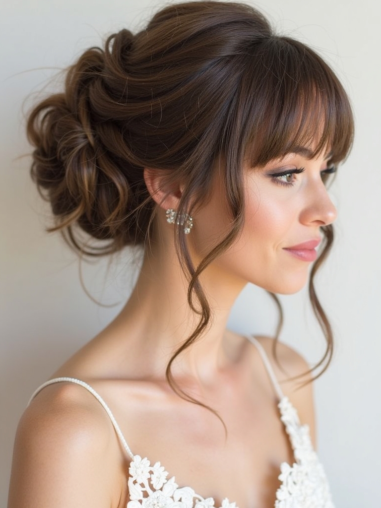 Face Framing Curtain Bangs: Romantic Updo