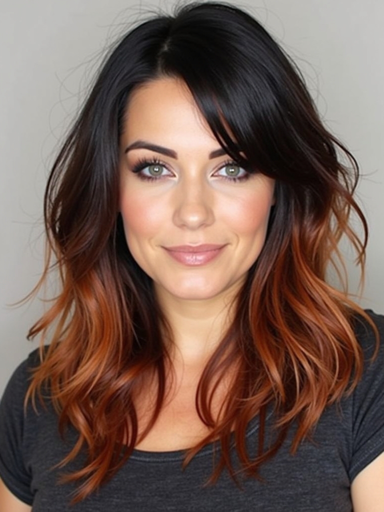Edgy Hair Color Ideas Copper: Copper Face Frame on Black Hair