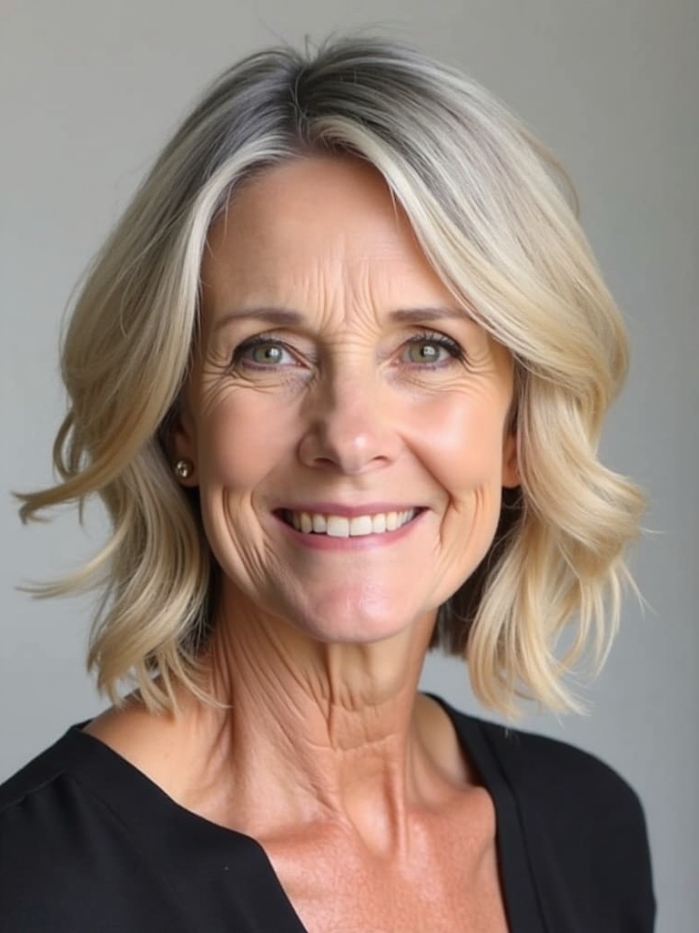 Hairstyles For Thin Fine Hair Over 60: Chin-Length Layered Bob