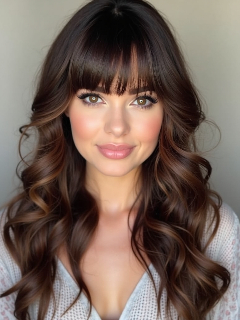 Face Framing Curtain Bangs: Deep Wave Glamour