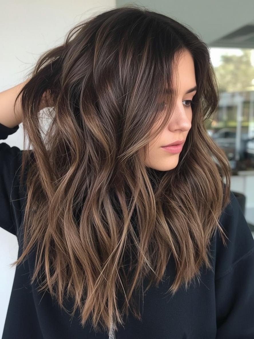 Caramel Highlights on Brown Hair: Woven Warmth