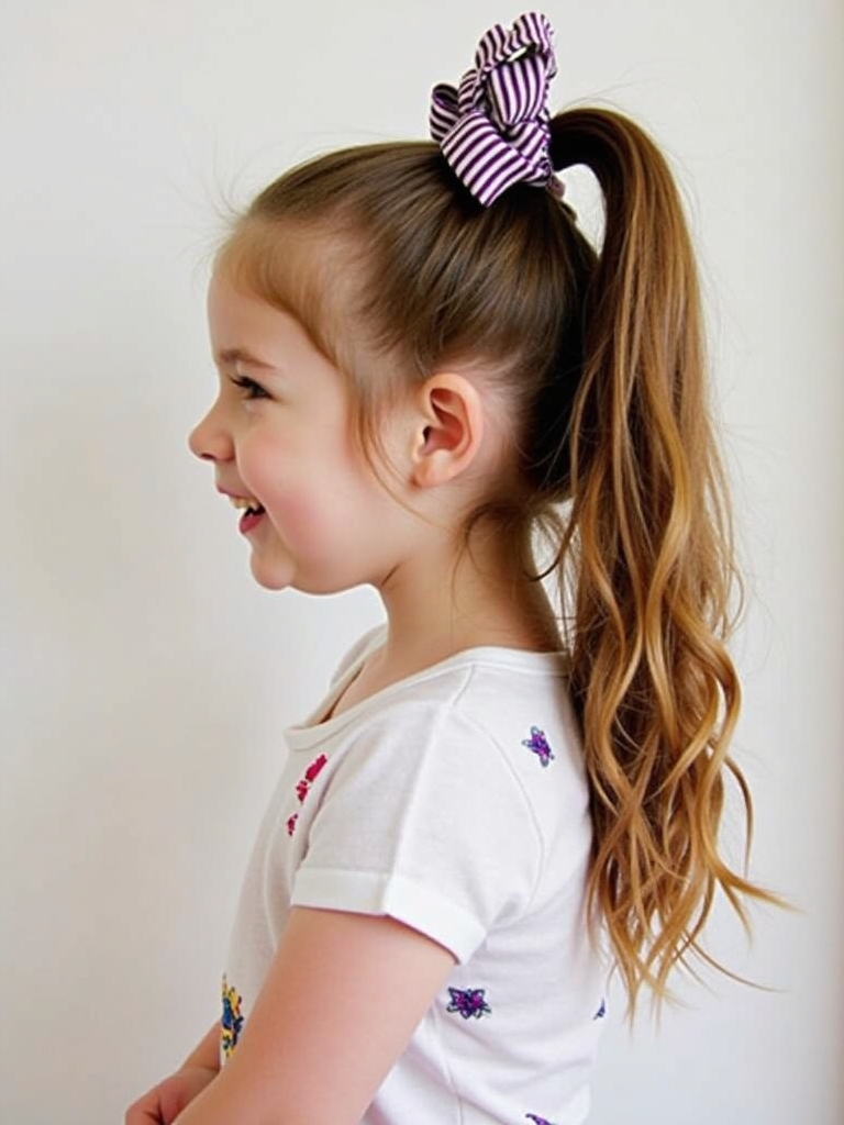 Hair Styles Kids: High Ponytail with a Bow