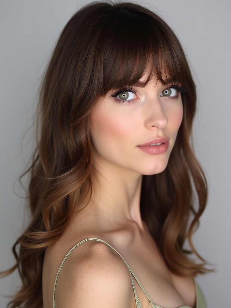 Face Framing Curtain Bangs: Classic Center Part