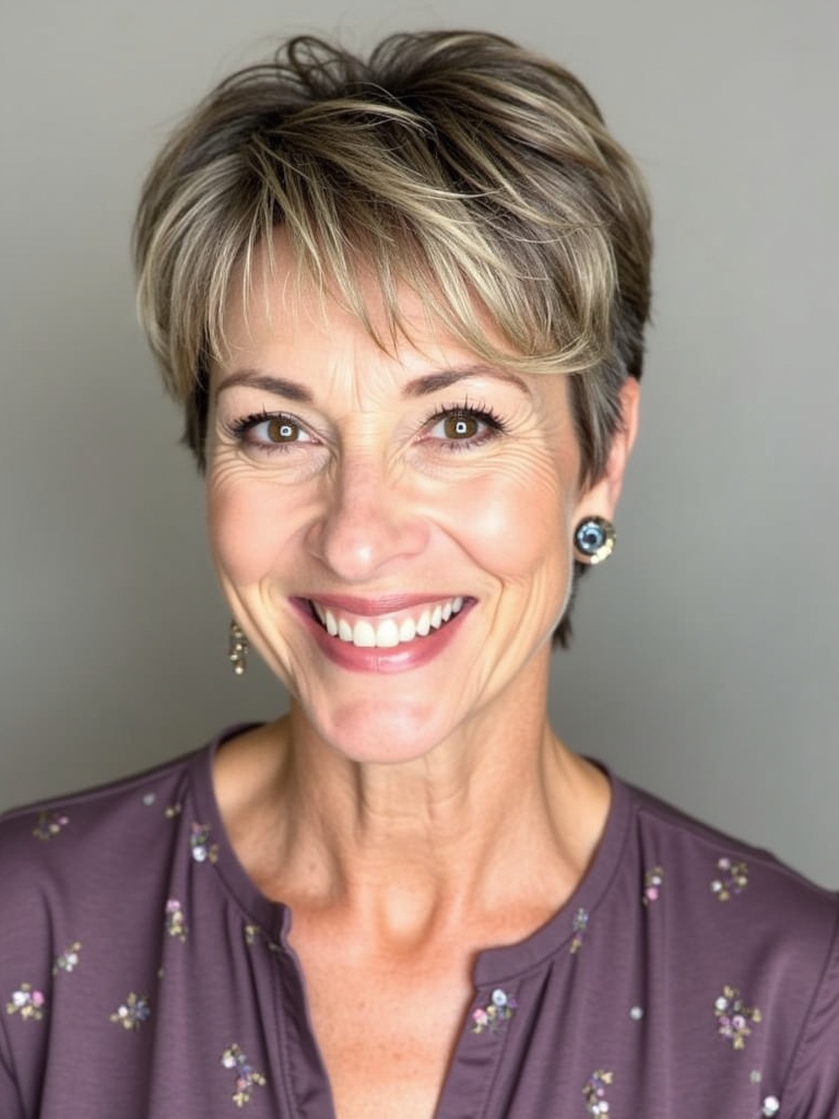 Hairstyles For Thin Hair Fine Over 50: Layered Pixie Cut