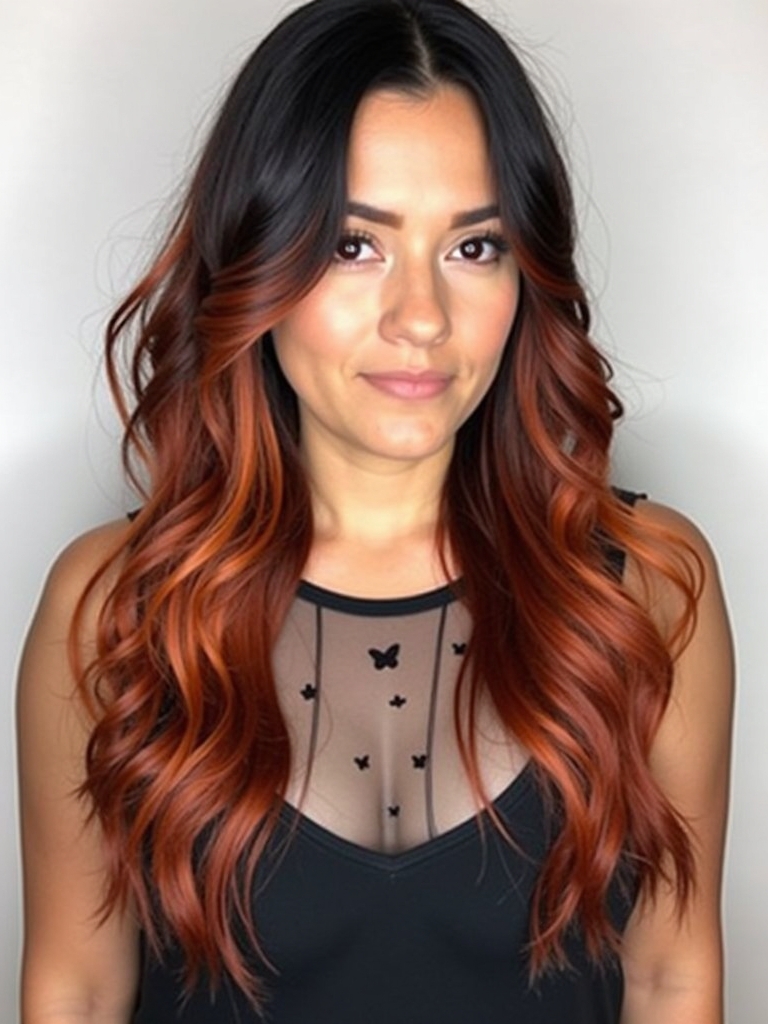 Edgy Hair Color Ideas Copper: Copper and Black Contrast