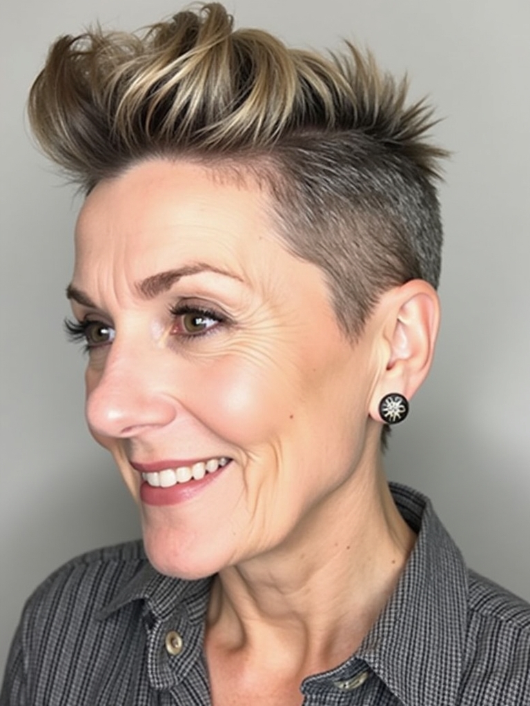 Hairstyle For Thin Fine Hair Over 50: Faux Hawk