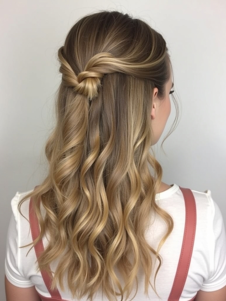Knotted Half-Updo for Collarbone Length
