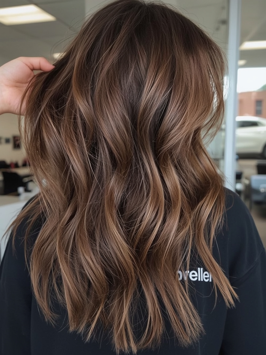 Caramel Highlights on Brown Hair: Cascade of Color