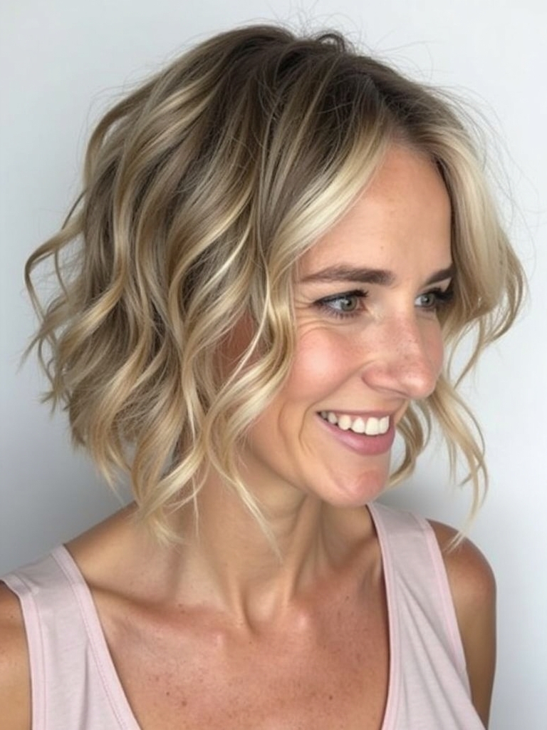 Hairstyle For Thin Fine Hair Over 50: Layered Waves