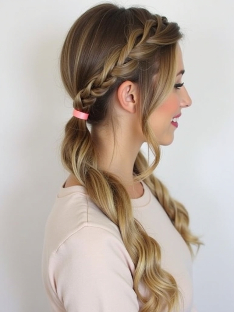Long Haircut Ideas: Low Ponytail with Braid