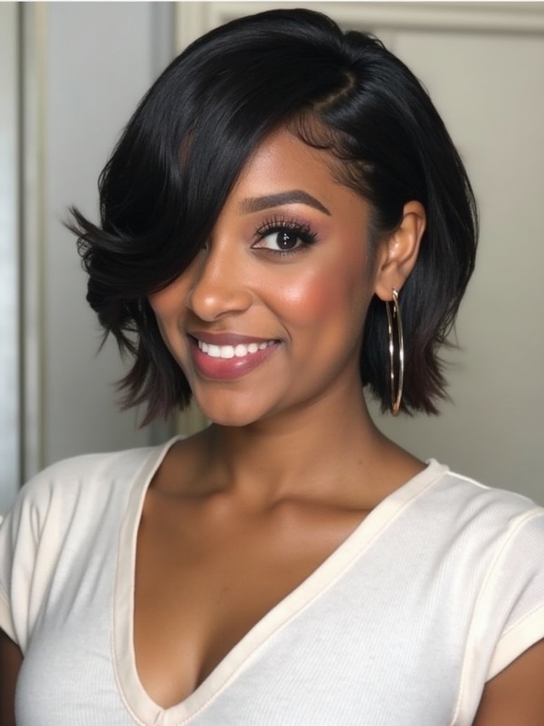 Stunning Short Haircuts for Black Women: The Side Part Bob