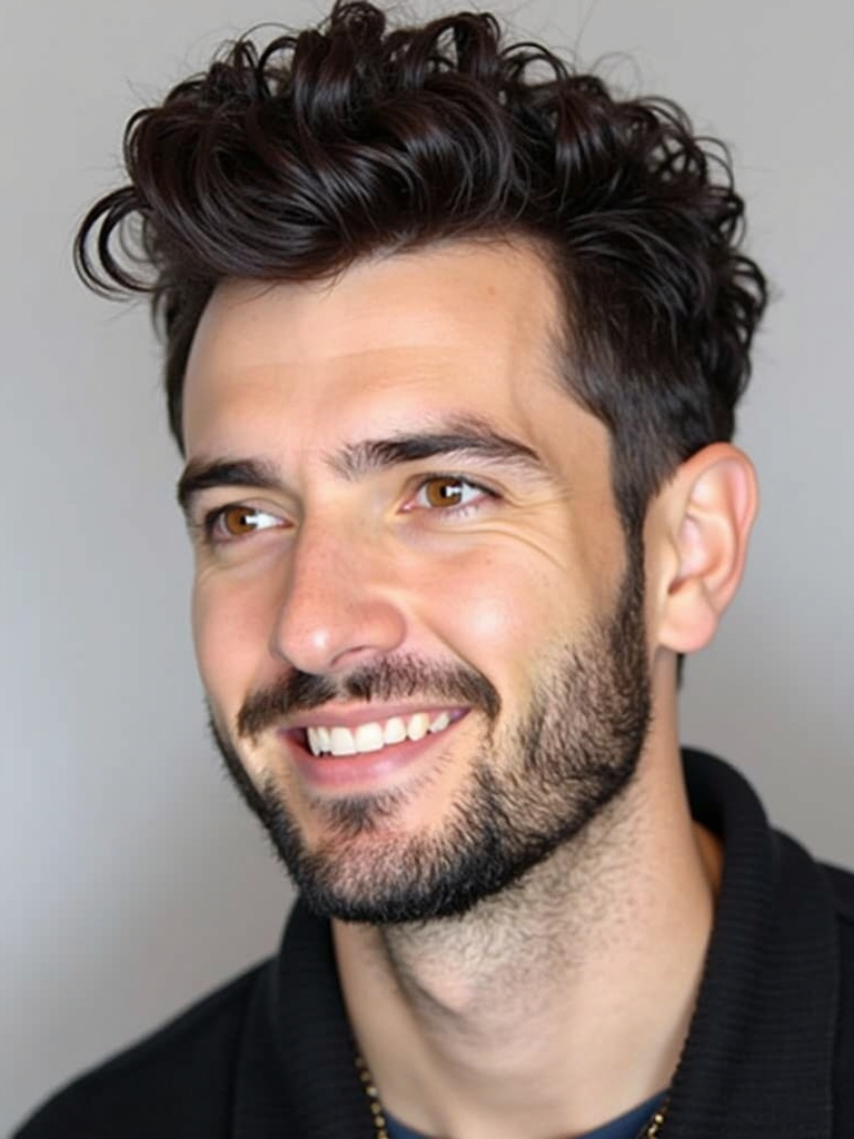 Curly Hairstyles for Guys: The Styled Pompadour