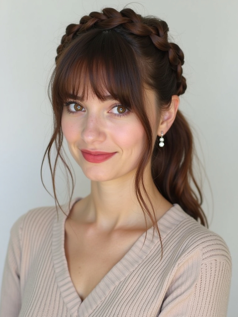 Face Framing Curtain Bangs: Braided Headband