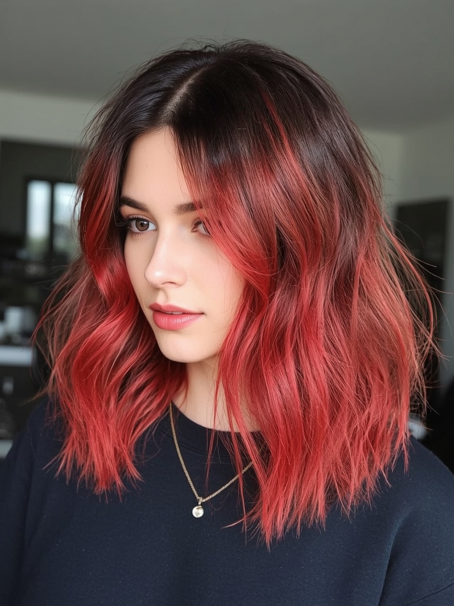 Shoulder Length Hairstyle For Thin Hair Fine: Color Blocking