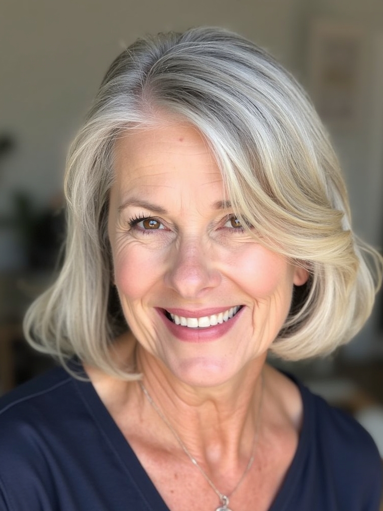 Hairstyles For Thin Fine Hair Over 60: Softly Layered Bob