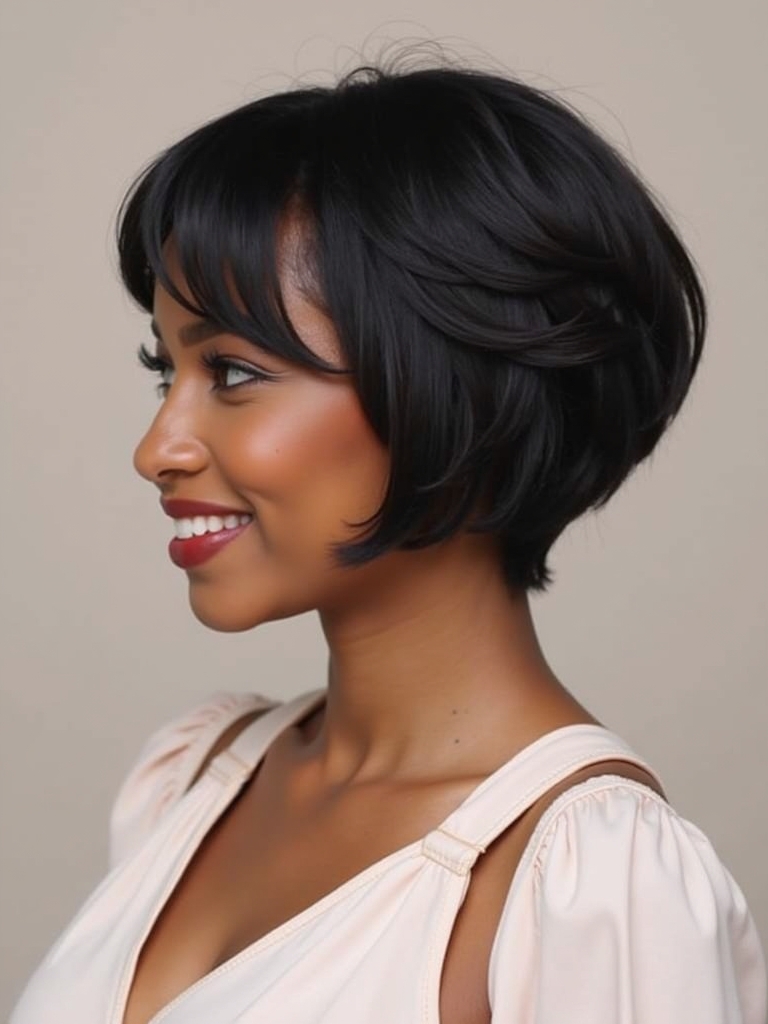 Stunning Short Haircuts for Black Women: The Feathered Bob